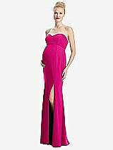 Front View Thumbnail - Think Pink Strapless Crepe Maternity Dress with Trumpet Skirt
