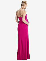 Rear View Thumbnail - Think Pink Strapless Crepe Maternity Dress with Trumpet Skirt
