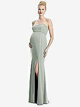 Front View Thumbnail - Willow Green Strapless Crepe Maternity Dress with Trumpet Skirt