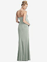 Rear View Thumbnail - Willow Green Strapless Crepe Maternity Dress with Trumpet Skirt