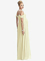 Rear View Thumbnail - Butter Yellow Draped Cold-Shoulder Chiffon Maternity Dress