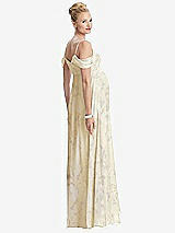 Rear View Thumbnail - Butter Yellow Floral Draped Cold-Shoulder Chiffon Maternity Dress