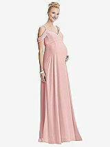 Front View Thumbnail - Rose Draped Cold-Shoulder Chiffon Maternity Dress