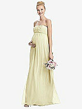 Front View Thumbnail - Butter Yellow Strapless Chiffon Shirred Skirt Maternity Dress