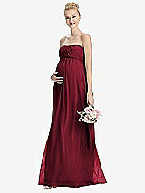 Front View Thumbnail - Burgundy Strapless Chiffon Shirred Skirt Maternity Dress