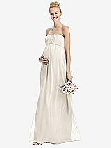 Front View Thumbnail - Ivory Strapless Chiffon Shirred Skirt Maternity Dress