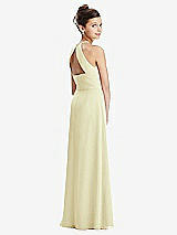 Front View Thumbnail - Butter Yellow Shirred Jewel Neck Chiffon Juniors Dress