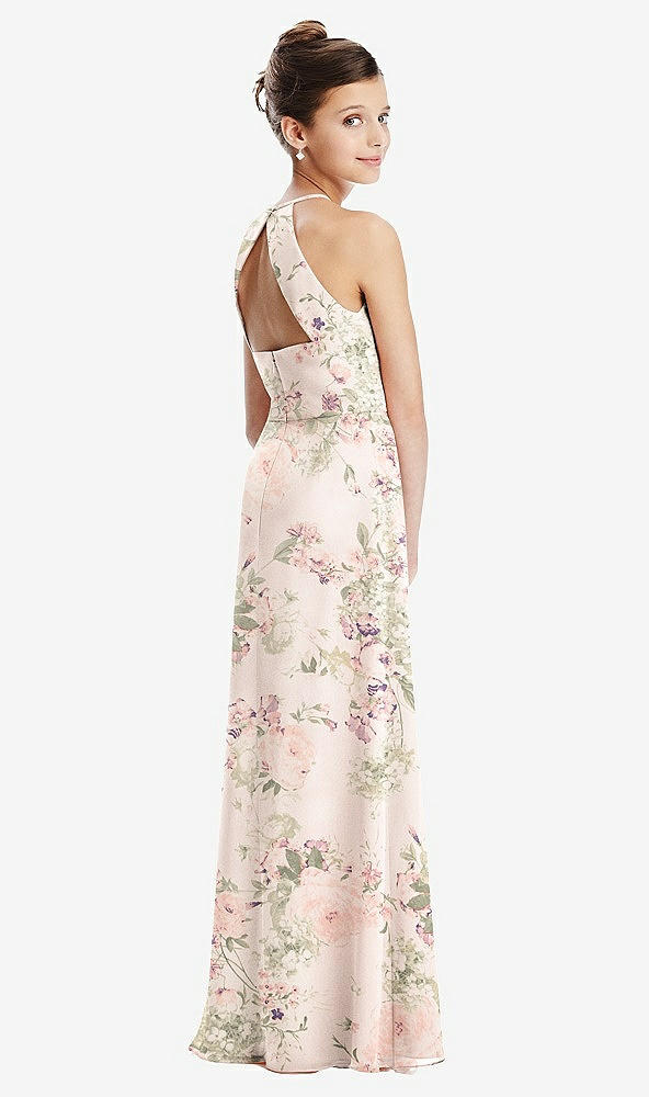 Front View - Blush Garden Shirred Jewel Neck Chiffon Juniors Dress