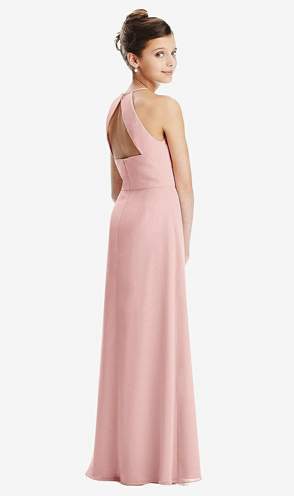 Front View - Rose Shirred Jewel Neck Chiffon Juniors Dress