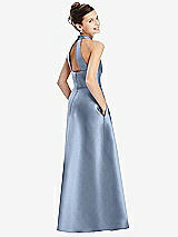 Rear View Thumbnail - Cloudy Halter Open-back Satin Junior Bridesmaid Dress with Pockets