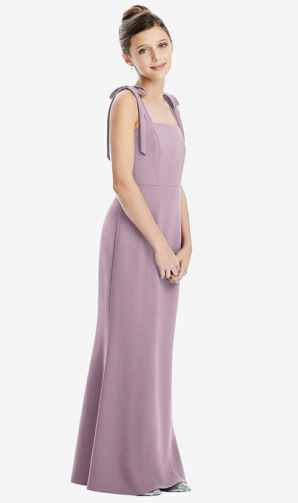 Front View - Suede Rose Flat Tie-Shoulder Juniors Dress with Trumpet Skirt