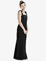 Front View Thumbnail - Black Flat Tie-Shoulder Juniors Dress with Trumpet Skirt