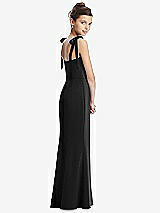Rear View Thumbnail - Black Flat Tie-Shoulder Juniors Dress with Trumpet Skirt