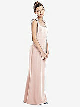 Front View Thumbnail - Blush Flat Tie-Shoulder Juniors Dress with Trumpet Skirt