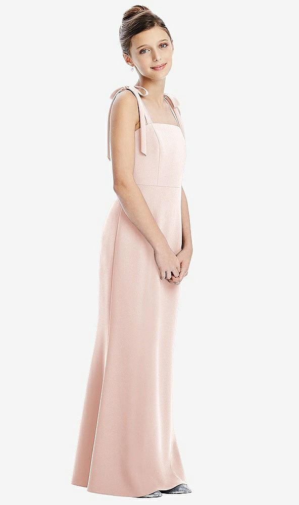 Front View - Blush Flat Tie-Shoulder Juniors Dress with Trumpet Skirt