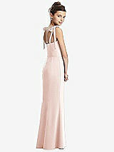 Rear View Thumbnail - Blush Flat Tie-Shoulder Juniors Dress with Trumpet Skirt