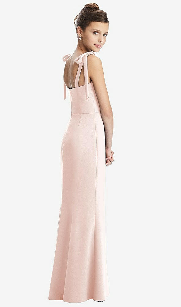 Back View - Blush Flat Tie-Shoulder Juniors Dress with Trumpet Skirt