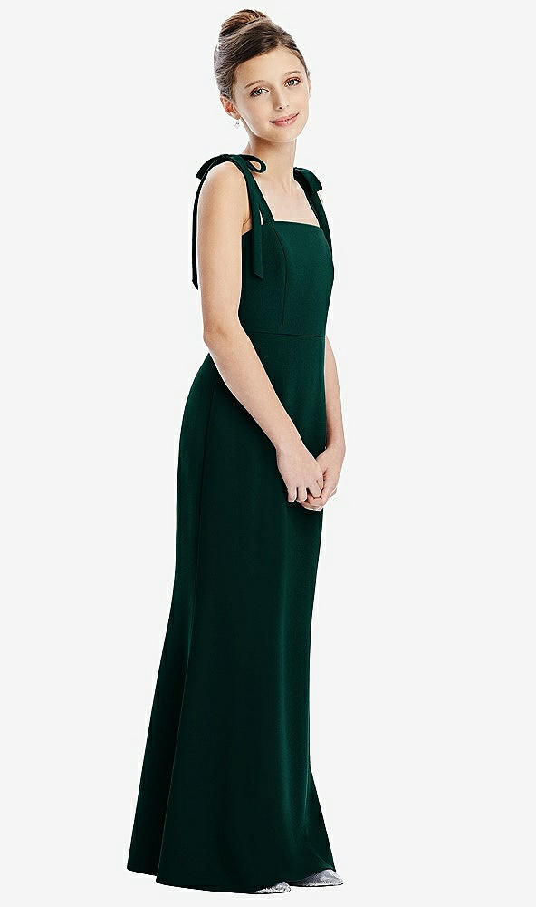 Front View - Evergreen Flat Tie-Shoulder Juniors Dress with Trumpet Skirt