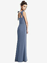 Rear View Thumbnail - Larkspur Blue Flat Tie-Shoulder Juniors Dress with Trumpet Skirt