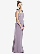 Front View Thumbnail - Lilac Haze Flat Tie-Shoulder Juniors Dress with Trumpet Skirt