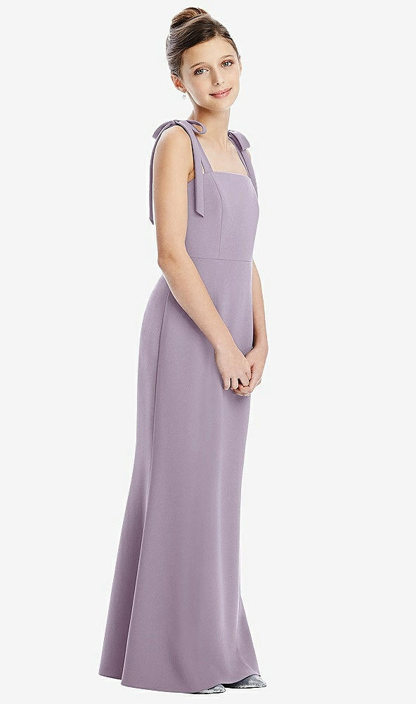 Front View - Lilac Haze Flat Tie-Shoulder Juniors Dress with Trumpet Skirt