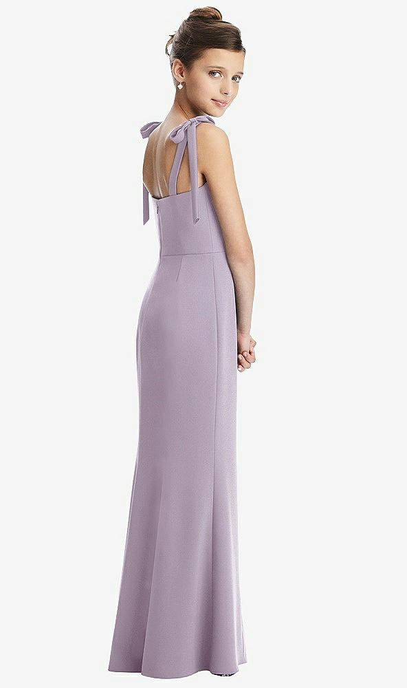 Back View - Lilac Haze Flat Tie-Shoulder Juniors Dress with Trumpet Skirt