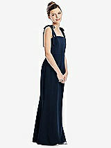 Front View Thumbnail - Midnight Navy Flat Tie-Shoulder Juniors Dress with Trumpet Skirt