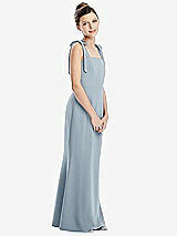 Front View Thumbnail - Mist Flat Tie-Shoulder Juniors Dress with Trumpet Skirt
