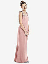 Front View Thumbnail - Rose Flat Tie-Shoulder Juniors Dress with Trumpet Skirt