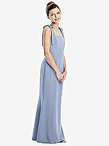 Front View Thumbnail - Sky Blue Flat Tie-Shoulder Juniors Dress with Trumpet Skirt