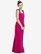 Front View Thumbnail - Think Pink Flat Tie-Shoulder Juniors Dress with Trumpet Skirt