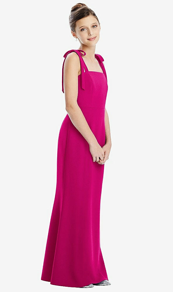 Front View - Think Pink Flat Tie-Shoulder Juniors Dress with Trumpet Skirt