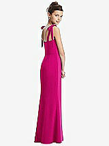 Rear View Thumbnail - Think Pink Flat Tie-Shoulder Juniors Dress with Trumpet Skirt