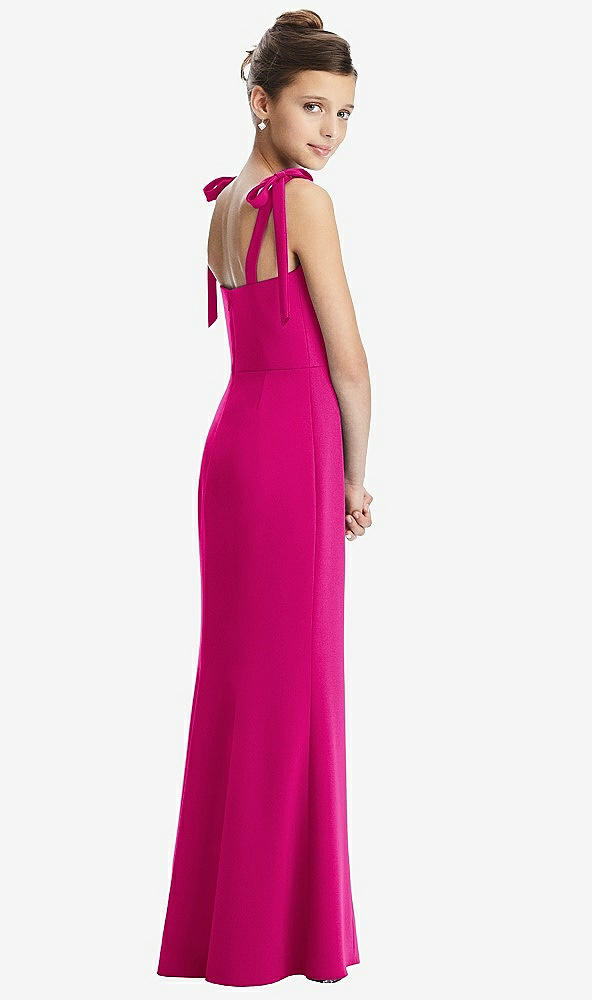 Back View - Think Pink Flat Tie-Shoulder Juniors Dress with Trumpet Skirt