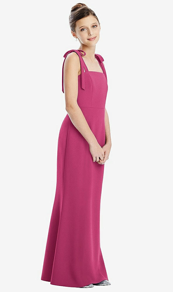 Front View - Tea Rose Flat Tie-Shoulder Juniors Dress with Trumpet Skirt