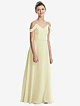 Front View Thumbnail - Butter Yellow Draped Cold Shoulder Chiffon Juniors Dress