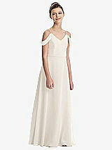 Front View Thumbnail - Ivory Draped Cold Shoulder Chiffon Juniors Dress