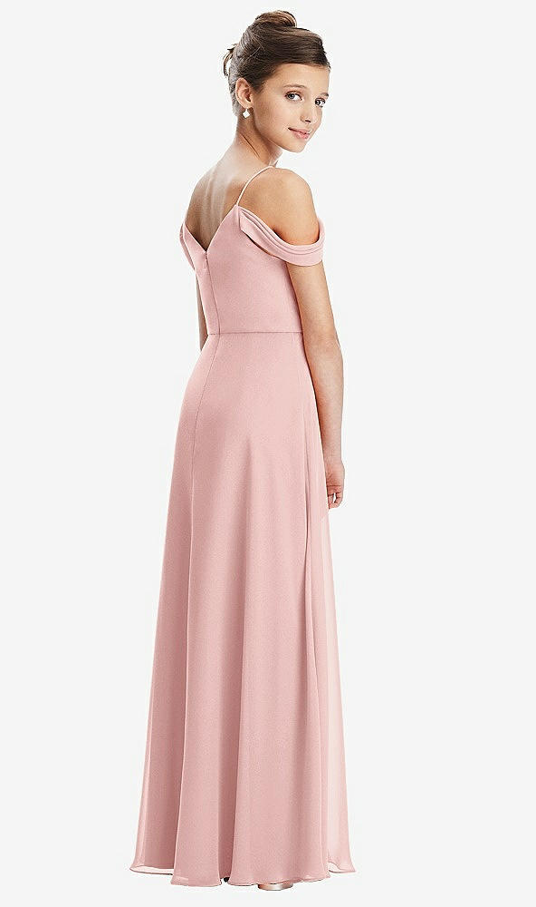 Back View - Rose Draped Cold Shoulder Chiffon Juniors Dress