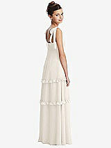 Rear View Thumbnail - Ivory Tie-Shoulder Juniors Dress with Tiered Ruffle Skirt