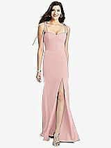 Front View Thumbnail - Rose Bustier Crepe Gown with Adjustable Bow Straps