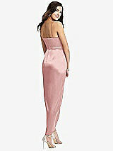 Rear View Thumbnail - Rose Faux Wrap Midi Dress with Draped Tulip Skirt