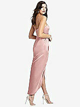 Rear View Thumbnail - Rose Halter Midi Dress with Draped Tulip Skirt