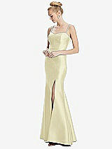 Front View Thumbnail - Butter Yellow Bustier Bodice Satin Trumpet Gown