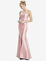 Front View Thumbnail - Ballet Pink Bustier Bodice Satin Trumpet Gown