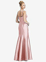Rear View Thumbnail - Ballet Pink Bustier Bodice Satin Trumpet Gown