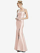 Front View Thumbnail - Blush Bustier Bodice Satin Trumpet Gown