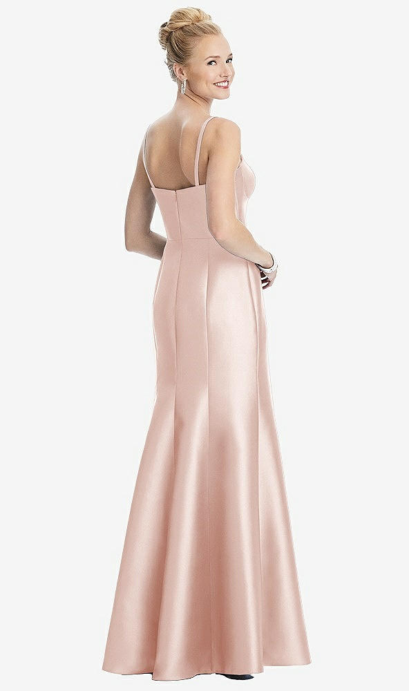 Back View - Blush Bustier Bodice Satin Trumpet Gown