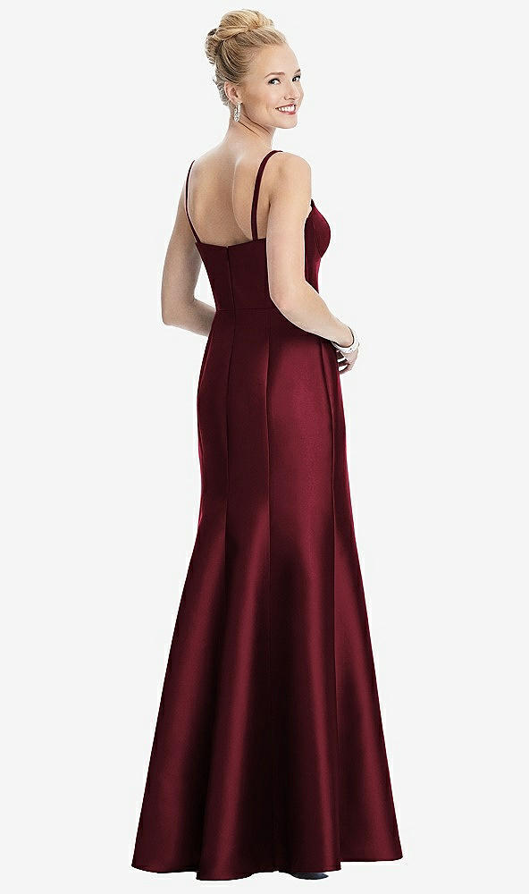 Back View - Cabernet Bustier Bodice Satin Trumpet Gown