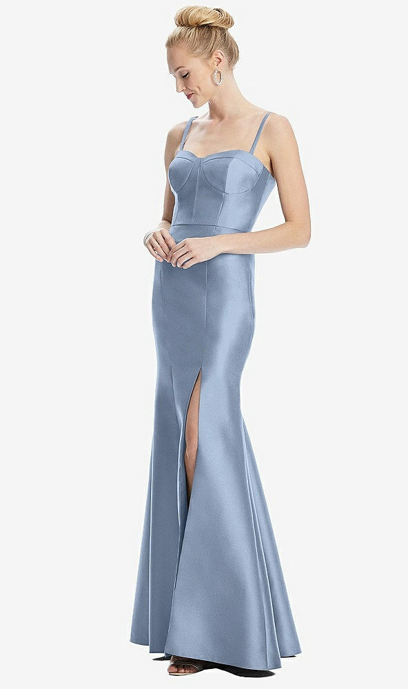 Front View - Cloudy Bustier Bodice Satin Trumpet Gown