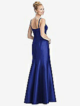 Rear View Thumbnail - Cobalt Blue Bustier Bodice Satin Trumpet Gown